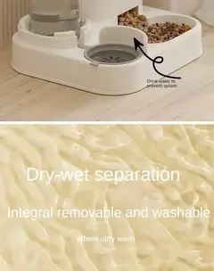 Imagem do Alimentador automático cão gato tigela de comida com fonte água grande capacidade dispensador de armazenamento de alimentos para animais de estimação recipiente filhote de cachorro acessórios para animais de estimação