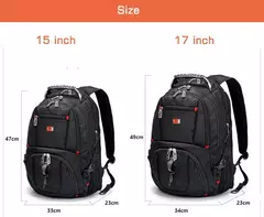 Imagem do Durável Swiss Multifuncional Laptop Mochila, Resistente À Água Saco De Viagem, Faculdade Bookbag, Porta De Carregamento USB, 17";;VERDADEIRO;;"15 inch General