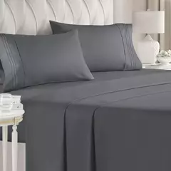 Battilo-Cama de casal Set Sheets, folha plana com Pillowscaso, Luxo Cooling, King and Queen, cama de tamanho completo, 4 PCs na internet