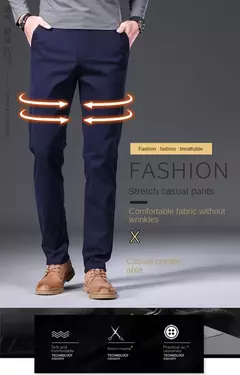 KUBRO-Calças de tecido fosco elástico para homens, calças formais, terno social, traje casual, primavera, outono, 2023 na internet