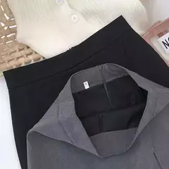 Imagem do Lucyever-Mini-saia feminina linha A, estilo coreano, cintura alta, dividida, simples, casual, shorts de escritório, saias femininas, preta, cinza