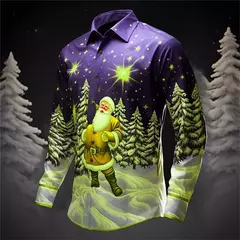 Camisa Masculina Manga Longa de Natal, Estampada em 3D, Papai Noel, Festival, Festa, Roupa Casual, Venda Quente - comprar online