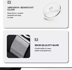 Homens de aço inoxidável quartzo relógio de pulso, prata pulseira relógios, malha cinto, calendário, negócio, luxo, moda