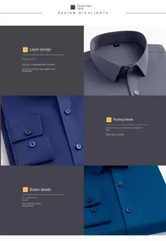 Camisa elástica de manga comprida masculina, camisa gola alta, sem engomar, vestido de negócios, traje profissional de trabalho - Wolf Magazine