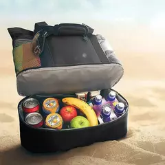 Bolsa de praia de piquenique para mulheres, malha, transparente, camada dupla, armazenamento de natação, alta capacidade, sacolas de compras - comprar online