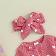 Pudcoco-macacão de bebê menina com estampa de coração, manga comprida para os pés, com zíper e bandana de 0 a 6 anos - comprar online