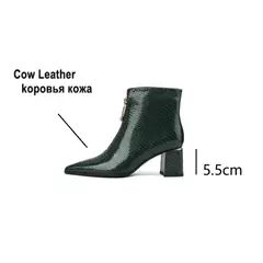 LeShion da Chanmeb-Botas femininas de couro genuíno, crocodilo verde, zíper frontal, dedo pontudo, bota curta para senhora, tamanho 33-40, novo - comprar online