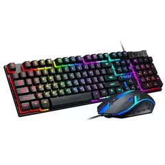 Kit de teclado e mouse para jogos RGB retroiluminado USB com fio teclado e mouse para computador combo 104 teclas para PC Gamer Laptop na internet