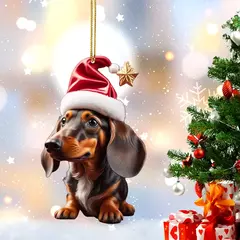 Desenhos animados Cute Dog Natal Enfeites, Xmas Tree Pendant, Fun Dachshund, Pendurado Decoração Presente, Fontes do partido, Casa, Decoração do carro - Wolf Magazine