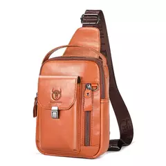 BULLCAPTAIN-Bolsa de Peito de Couro Genuíno Masculina, Bolsa Multifuncional Crossbody, Anti-Roubo, Bolsa Retro para Telefone Móvel, Casual, 7,9";;VERDADEIRO;;"Coffee - comprar online