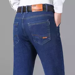 Homens de negócios calças jeans retro clássico denim calças casuais estiramento luxo jeans moda masculina denim pant homme - Wolf Magazine