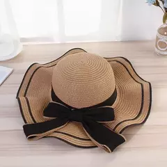 Chapéu de praia vaqueiro feminino, lateral larga, chapéu Panamá casual, Lady Classic, nó liso, chapéu de sol palha, presente Fedora feminino, verão na internet