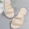 Sandálias Slingback plissadas de design para mulheres, bege, detalhe ruched, dedo do pé aberto, flatform, sapatos diários