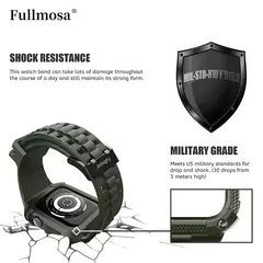 Silicone Apple Watch Band and Case, Strap para Apple Watch Ultra 2 Series 9 8 7 6 SE, Bumper Case, Screen Protector, 40mm, 41mm, 44mm, 45mm, 49mm - loja online