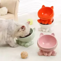 Tigela para gatos, acessórios para animais de estimação, cerâmica, diagonal, pés altos, proteção fofa, coluna cervical, tigela para cachorro, bebida, água, suprimentos para animais de estimação