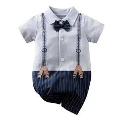 Bodysuit de algodão confortável para meninos e meninas, manga curta, bonito vestido de festa, roupas de bebê, verão, 0-18m na internet
