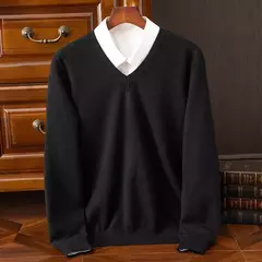 Pulôver clássico com decote em v masculino, suéter super de cashmere, camisa grossa, roupas quentes masculino, 4XL, outono e inverno - comprar online