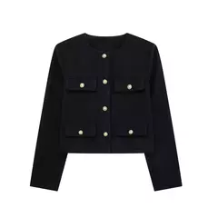 TRAF-Casaco Cropped feminino com botão dourado, blazer bomber, streetwear chique, blusa de casacos femininos, moda primavera, 2022 na internet