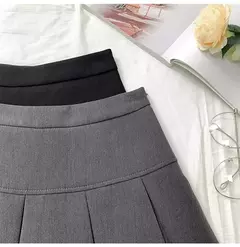 Mini vestido de cintura alta feminino, Cinza, Emagrecimento, Versátil, Anti-Exposição, Saia Linha A, Design, Sentido, Primavera, Outono, Novo, 2022 - loja online