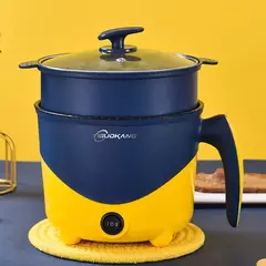 Máquina de cozinhar elétrica doméstica, 1-2 pessoas, panela quente, única, dupla camada, panela antiaderente, panela de arroz multifuncional