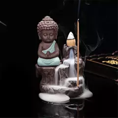 Imagem do O pequeno monge censer criativo casa decoração pequeno buda incenso titular backflow queimador de incenso uso em casa de chá