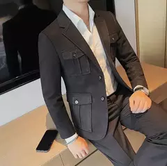 Blazers masculinos de peito único, ternos cinza, casacos grandes, tamanho grande, moda de alta qualidade, novo em 2020 - Wolf Magazine