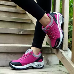 Sapatos de plataforma respirável confortáveis para mulheres, Tênis femininos, Sapatos casuais femininos, Botas curtas, Moda Lace Up, Exterior