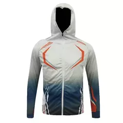 Camisas de pesca masculinas com capuz longo, jaqueta UV respirável, camiseta ao ar livre, zíper completo, upf 50, verão unissex - loja online