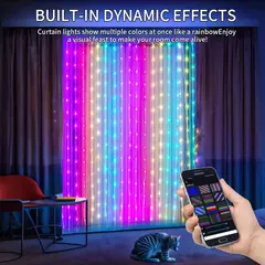 Inteligente Curtain String Lights com Bluetooth App Control, Fada de Natal Luz, guirlanda, Picture Display, Party Decor, DIY, WS2812B, 400 LEDs - comprar online