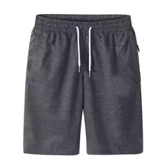 Imagem do Shorts com cordão masculino, calção com cordão, calças curtas de praia, verão calças finas, moletom solto com zíper, esportes