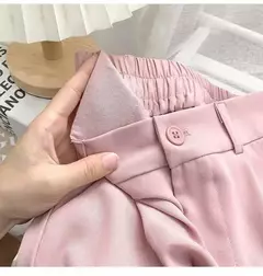 Imagem do Calça feminina elástica de cintura alta, calça feminina do escritório, casual solta streetwear, reta, preta, nove pontos, moda, outono, primavera