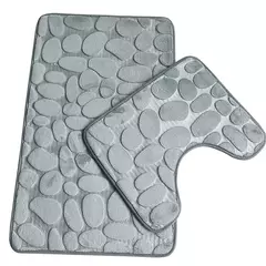 Jogo antiderrapante da esteira do banho do banheiro, Tapete De Cobblestone, Tapetes de chuveiro absorventes, Tampa do vaso sanitário, 2Pcs Set, 3 Pcs - loja online