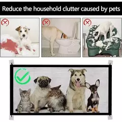 Cerca de segurança para porta de cachorro, malha dobrável, sem perfuração, escada, entrada de cozinha, porta interna, proteção para animais de estimação, gancho de isolamento na internet