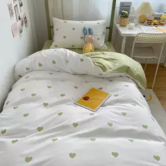 Estudante Dormitório 3-Piece Amor Impresso Quilt Cover Set, Folha de cama do agregado familiar, Pele-Friendly, macio, adequado para dormir Nake - Wolf Magazine