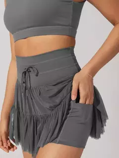 Imagem do Minissaia plissada de malha de cintura alta feminina, calção de rua feminino, monocromático, casual, curta, moda verão, Y2K, 2022
