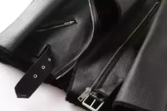 Jaqueta Rider com pele artificial para mulheres, jaqueta Rider, pena de cordeiro extra grossa, quente, nova