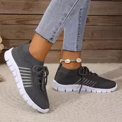 Tênis casual feminino, confortável e respirável, sapato de plataforma versátil com cordões, moda verão, 2024 na internet