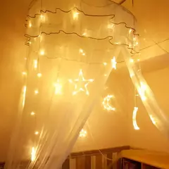 Impermeável LED Cortina String Fada Luz, Lâmpadas, Guirlanda, Piscando, Fada, Lua, Estrela, Ao ar livre, Jardim, Decoração de Natal, 220V, 3,5 m
