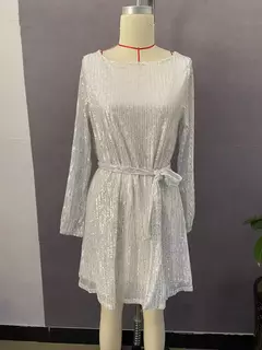Vestido frisado espumante feminino, Temperamento, Elegante, Sexy, Lantejoulas, Tarde, Festa, Coquetel, Feriado, Moda, Novo, 2024