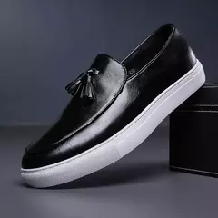 Imagem do Sapatos casuais de couro de verão sapatos de escritório para homens de condução mocassins confortáveis deslizamento em sapatos de moda de festa