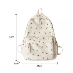 Estudante coreano mochila escolar floral branco sacos de escola para meninas adolescentes bonito mochila feminina marca saco de livro náilon