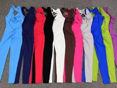 Macacão desportivo feminino, Conjuntos de treino, Roupa de fitness, Macacão desportivo, Push Up Sportwear, Roupa de Yoga, Branco, 2024