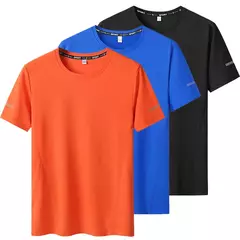 Imagem do Homens de secagem rápida extragrande em torno do pescoço camiseta de manga curta, verão camisetas esportivas, fitness correndo t-shirt, plus size, 6XL, 7XL, 3pcs