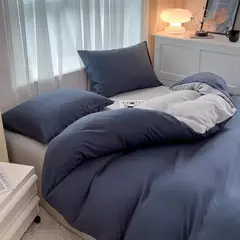 Conjunto de cama de tecido com escova de cor sólida, 2 lados, 4 peças, capa de edredom, fronha, lençol, colcha, único, queen, king size na internet