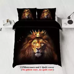 Conjunto do fundamento macio e confortável, 3-Piece Set, Padrão Leão Impresso, Queen, King, cama de casal, Quarto, quarto, Hotel, Adultos - loja online