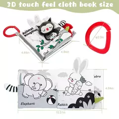 Bebê macio 3D Touch Feel Livro de pano de alto contraste, aprendizagem precoce sensorial, carrinho de criança infantil, 0-12 meses na internet