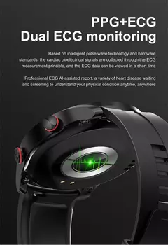 Impermeável relógio inteligente para homens, Bluetooth chamada, saúde do laser, pressão arterial, fitness esportes relógios, caixa, ECG, PPG na internet