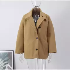 Casaco feminino elegante de peito único, manga comprida, lapela, casacos grossos quentes, outwear de bolso solto, rua alta, feminino, outono, inverno - loja online