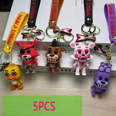 5 pçs atacado jogo dos desenhos animados figura de ação fnaf freddy's fazerbear urso boneca modelo brinquedo cinco noites freddy chaveiro para presente - loja online