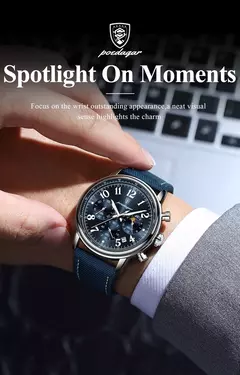 POEDAGAR-Relógio desportivo militar de luxo masculino, cronógrafo luminoso impermeável, relógios masculinos, quartzo, nylon, couro, data - comprar online